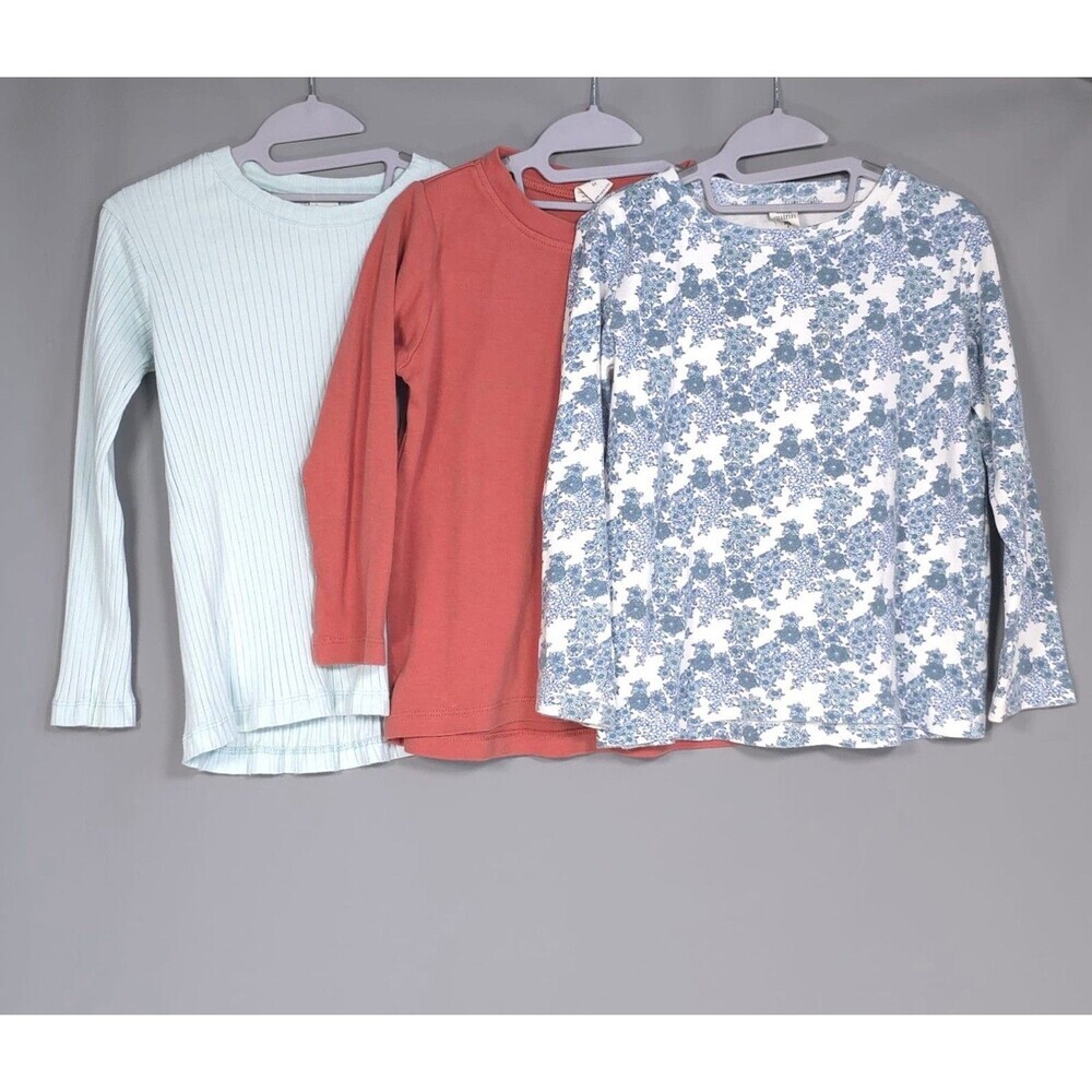 Kate Quinn 3pc Top Size 6Y Girls Kids ORGANIC COTTON Solid Floral T-Shirts LS